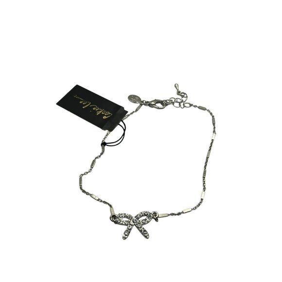 Vintage Cookie Lee Genuine Crystal‎ Anklet Ribbon Adjustable  Silver Tone New - Picture 10 of 10